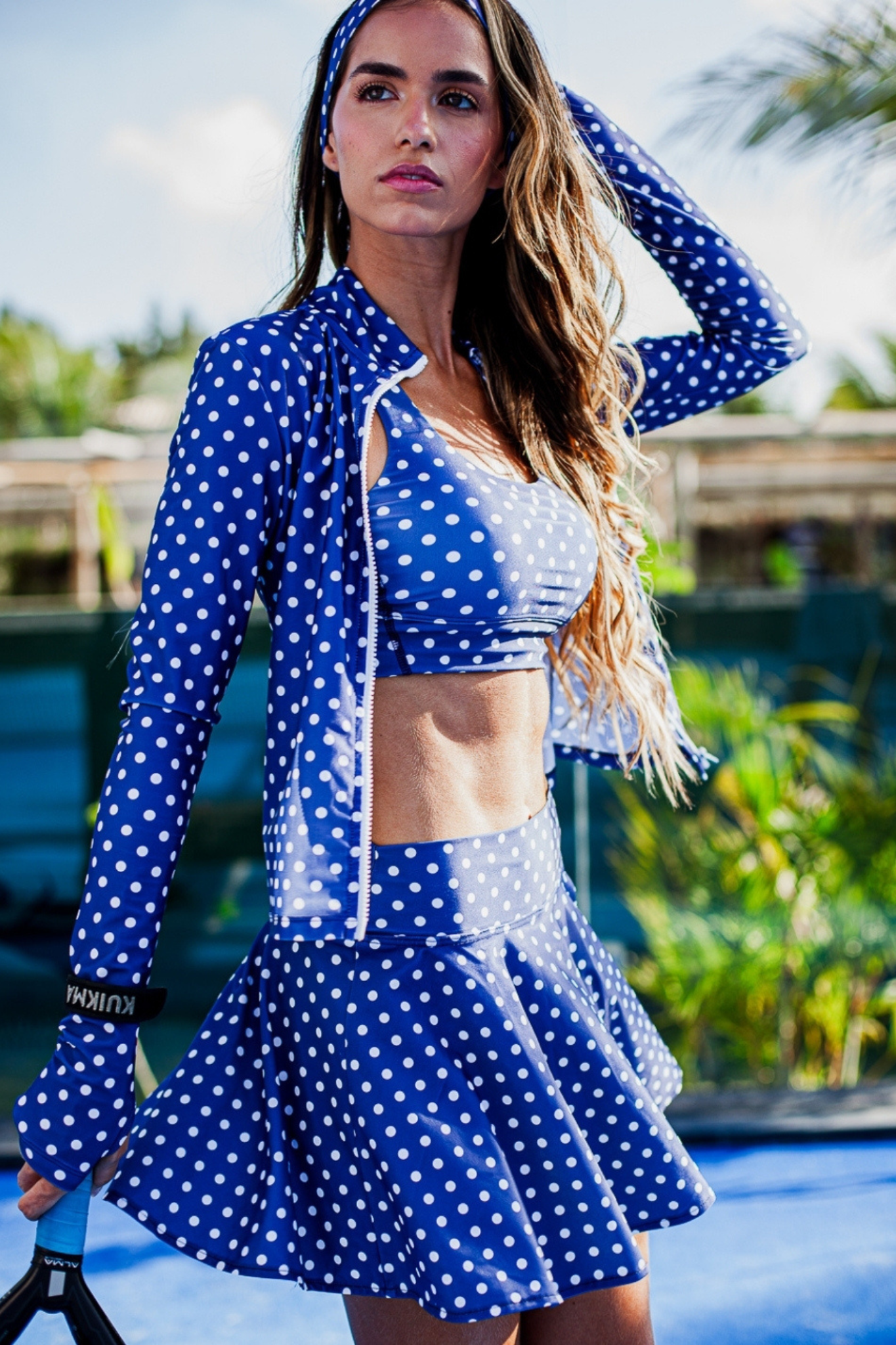 luz-collections-veste-de-tennis-selena-bleue-pois-blancs image 2