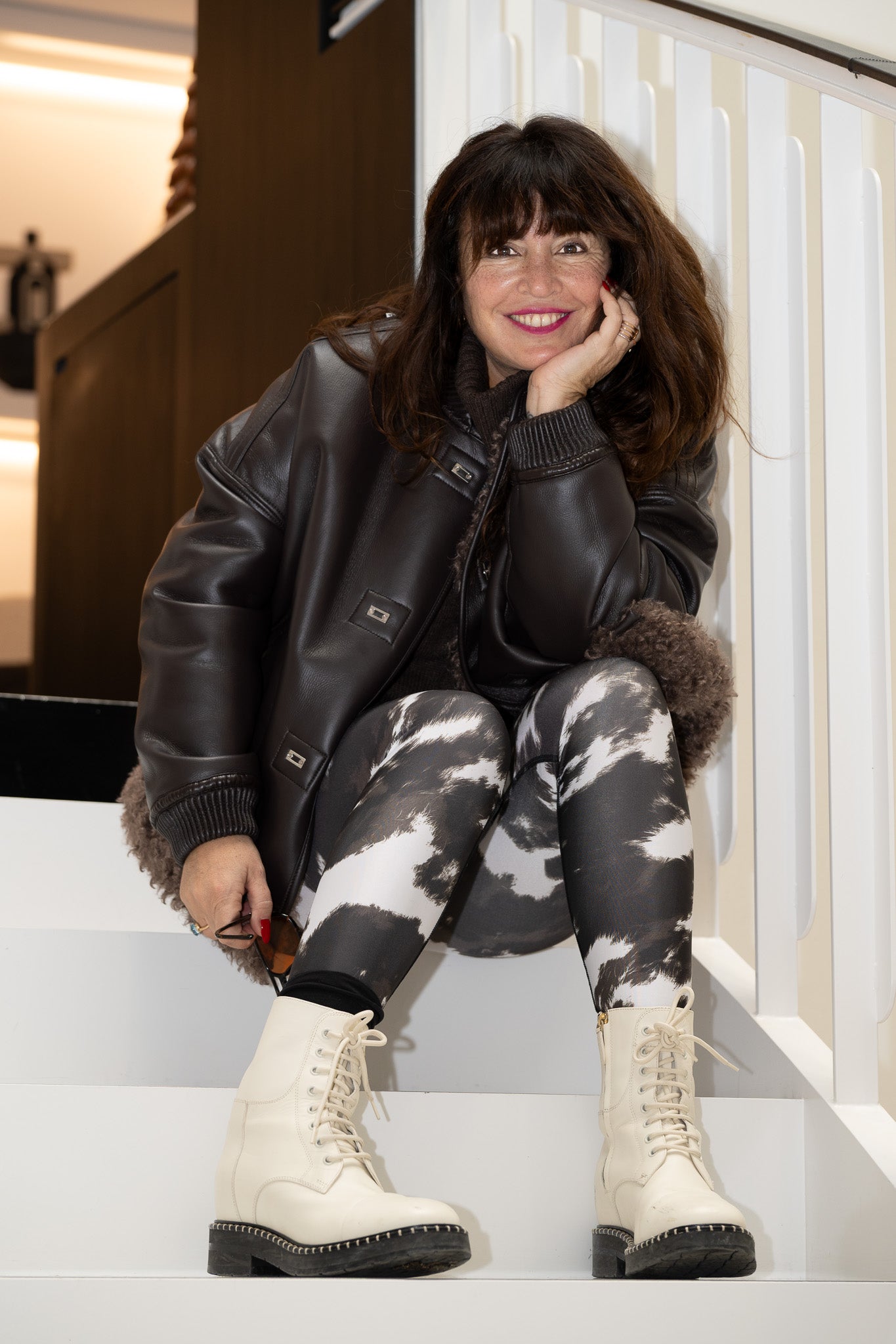 luz-collections-vanille-legging-7-8e-gainant-motif-animalier-marron-blanc image 4