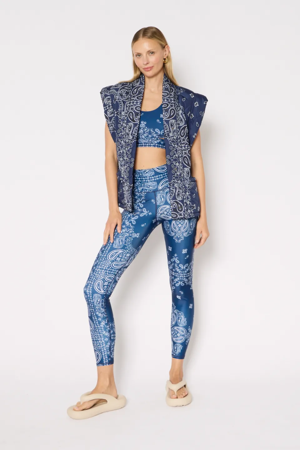luz-collections-legging-fleur-bandana-bleu-7-8e-taille-mi-haute image 1
