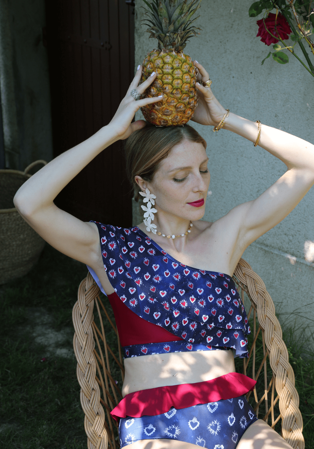 luz-collections-bas-de-maillot-taille-haute-volants-josefina-white-heart-rouge-e image 4