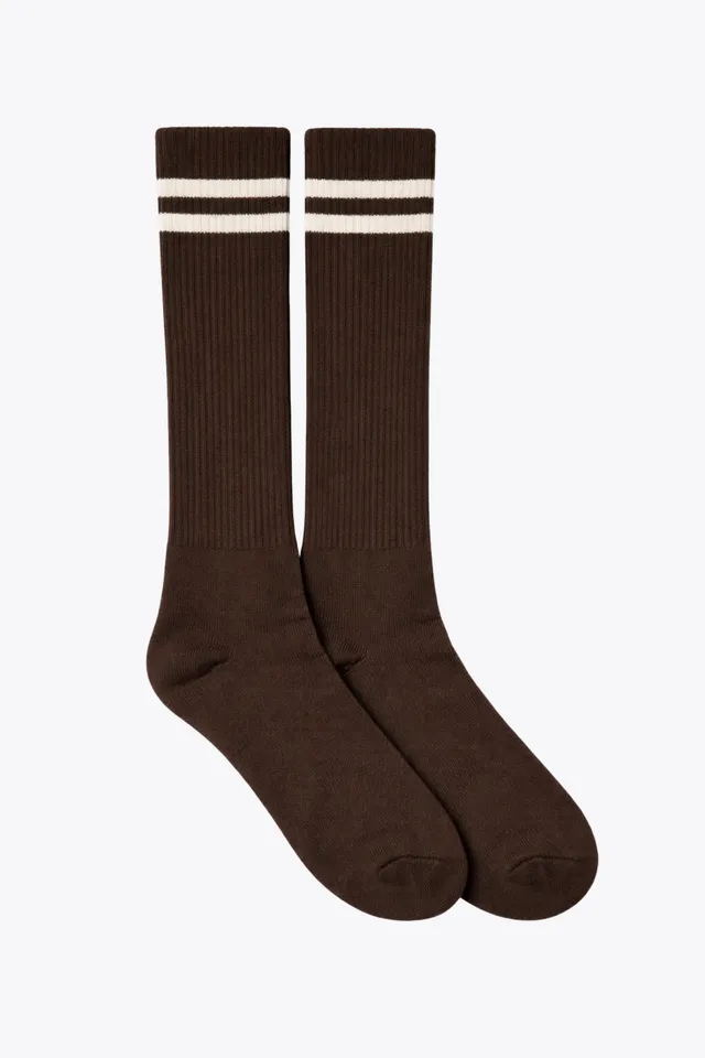 luz-collections-chaussettes-marron-ray-es-blanches-coton-respirant-sport-et-quot image 1