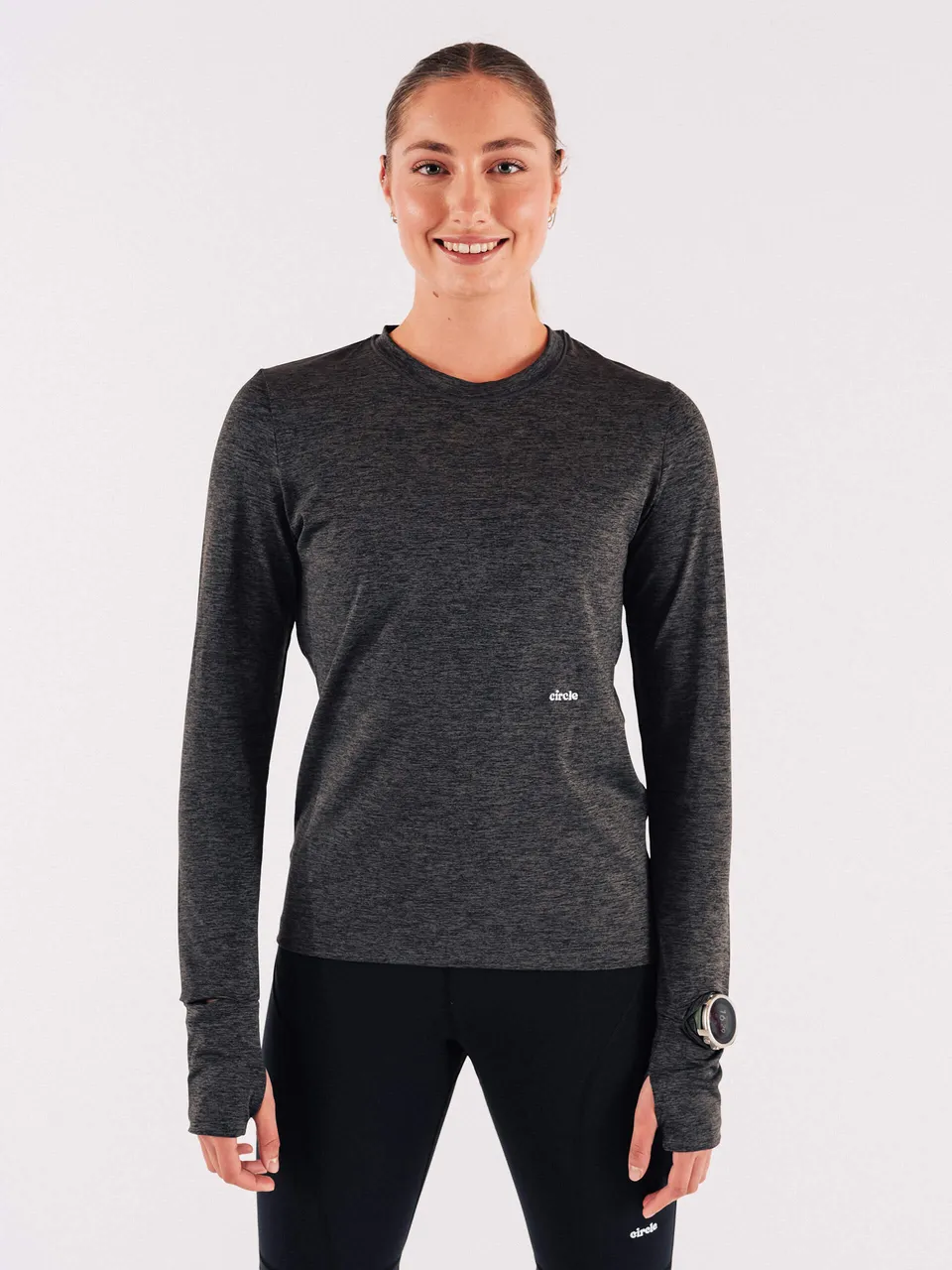 circle-sportswear-t-shirt-manches-longues-motivation-femme-granite-grey-thermor- image 1
