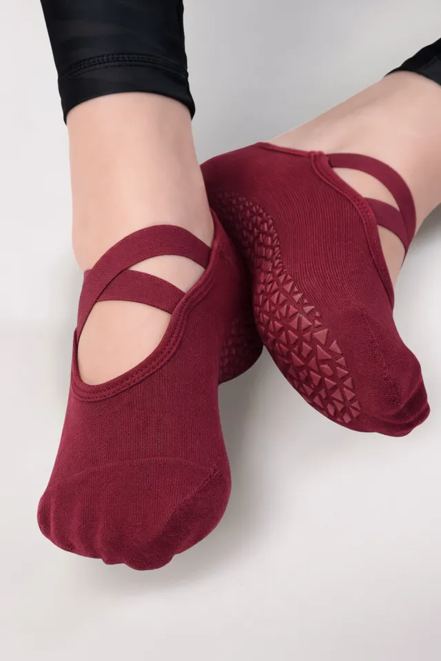 luz-collections-chaussettes-anti-d-rapantes-ballerines-bordeaux image 1