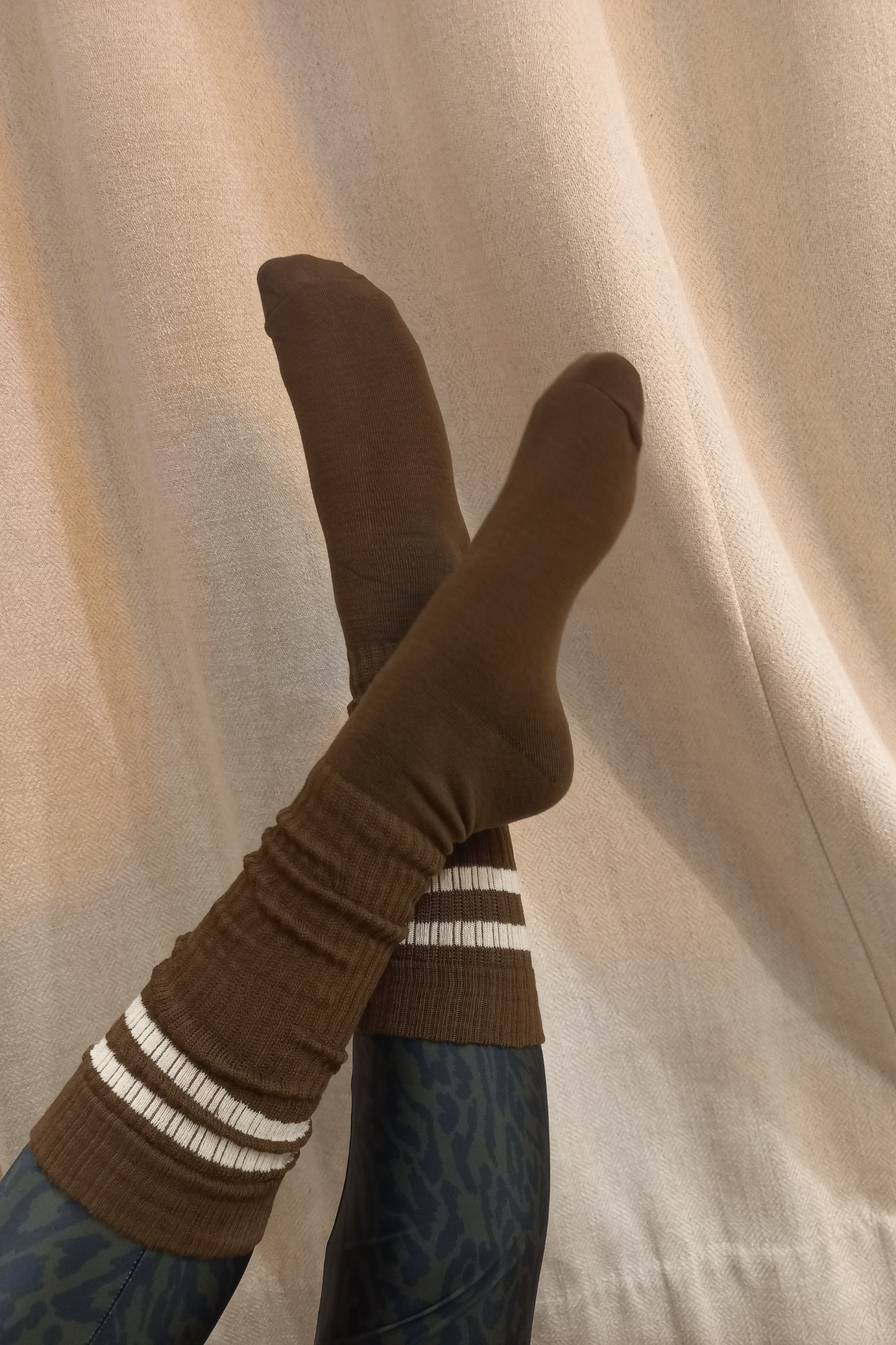 luz-collections-chaussettes-marron-ray-es-blanches-coton-respirant-sport-et-quot image 2