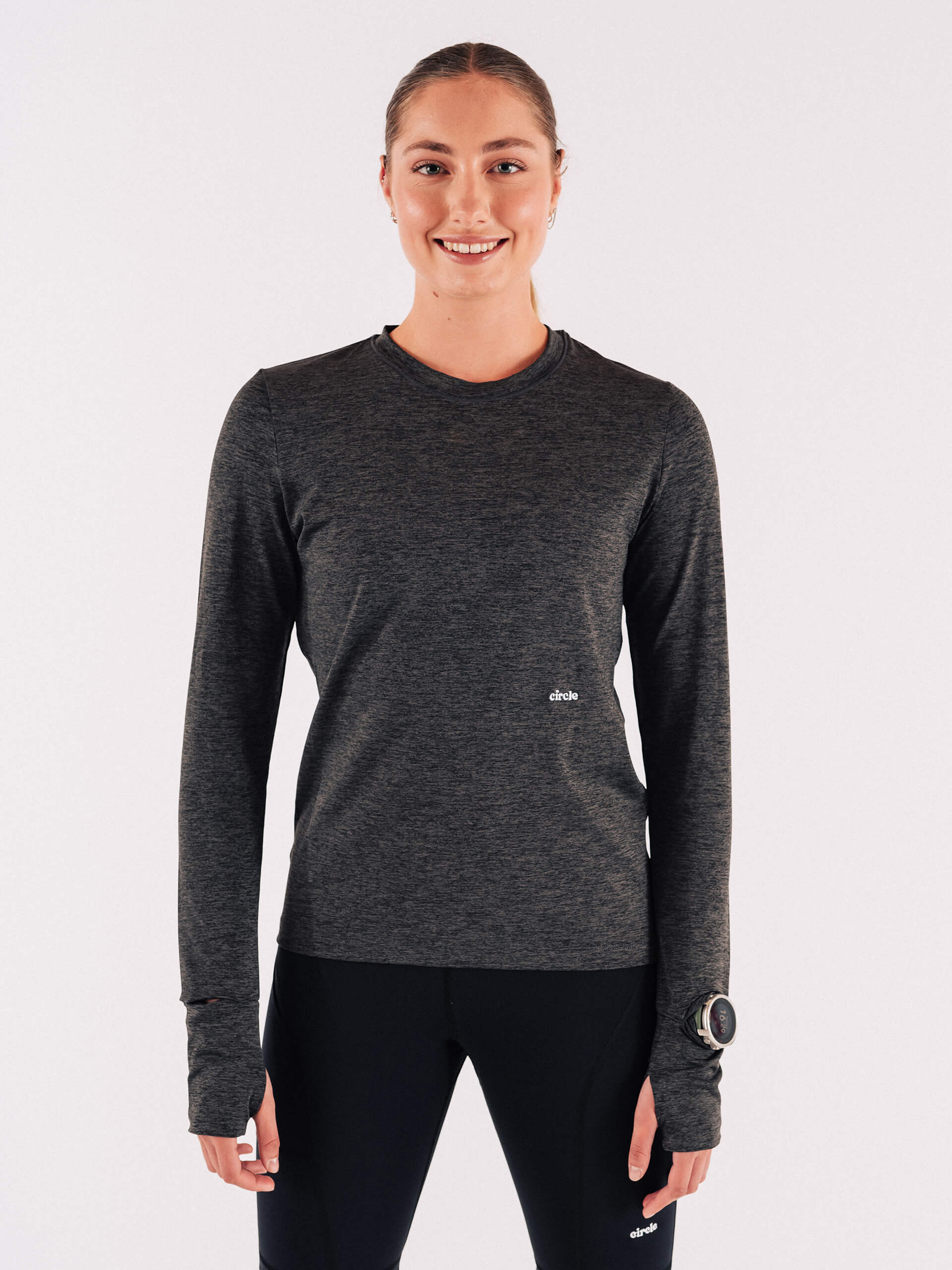 circle-sportswear-t-shirt-manches-longues-motivation-femme-granite-grey-thermor- image 1