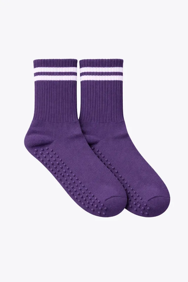 luz-collections-chaussettes-violettes-ray-es-blanches-anti-d-rapantes image 1