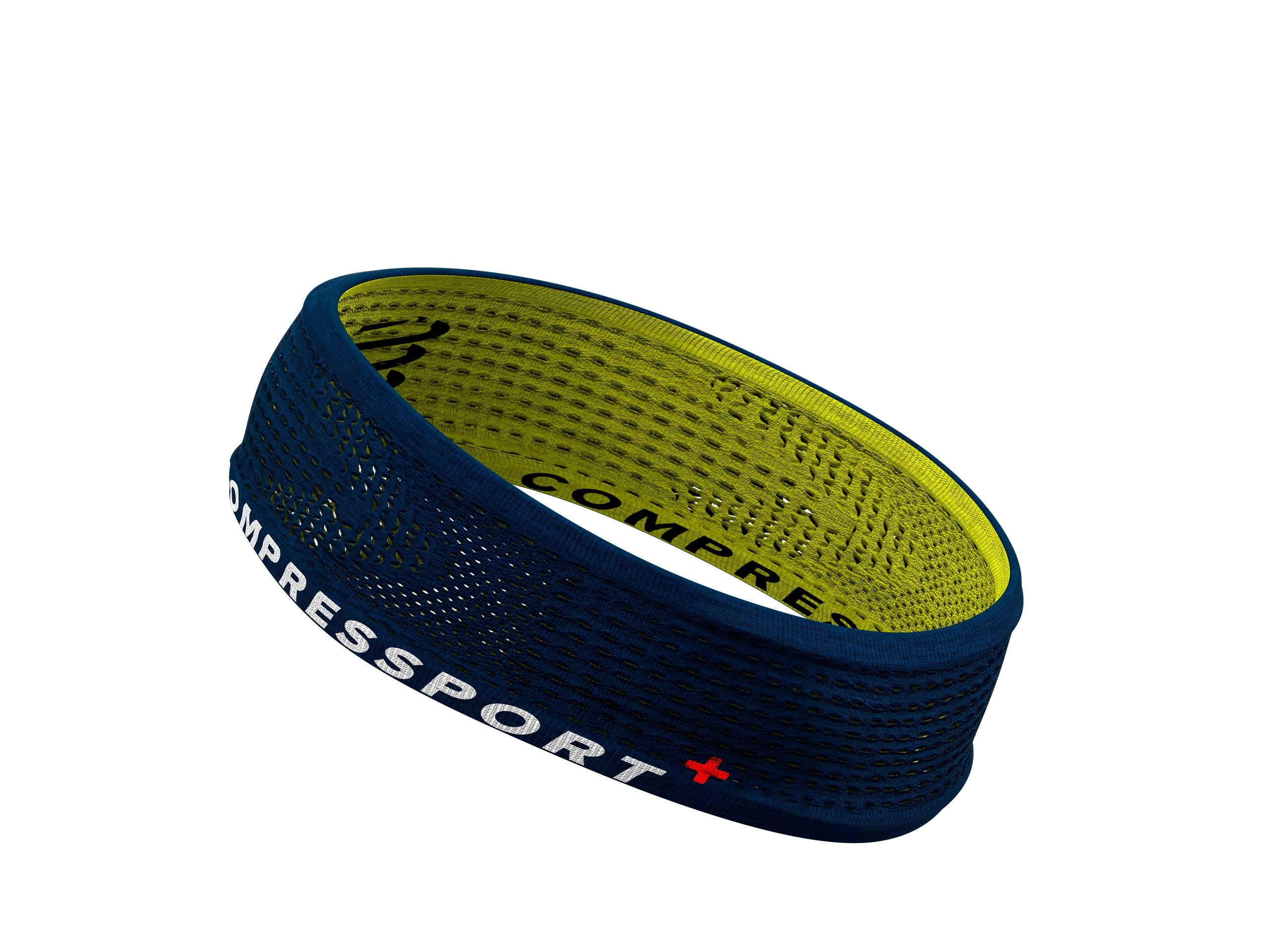 compressport-thin-headband-on-off-bandeau-de-running-fin-bleu-citron-taille-uniq image 2
